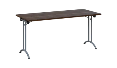 SLA 160 lak skládací jednací stůl 1600x700, deska 25 mm, podnož stříbrný lak, deska ořech královský